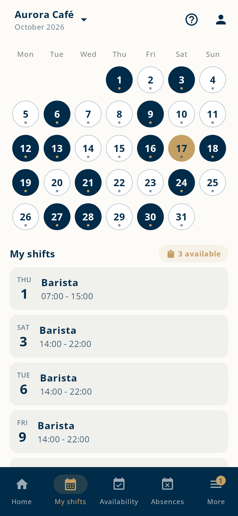 My schedule on a phone